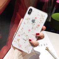 z7x8ph38eb For Samsung Galaxy S20Ultra S20 S10 S9 S8 Plus S10e Transparent Glitter Dried Flower Phon