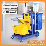 Heavy Duty Trolley Cart Janitorial Cleaning Cart Hotel Housekeeping Trolley Clean Tool Cart Janitor 