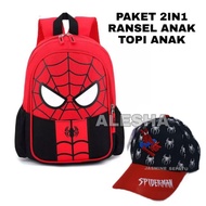 Bag Boys Backpacks Boys Character spiderman 2in1 Bag + Hat Best Fashion Children School H2L0 Cute Latest Quality
