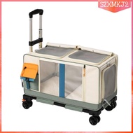 [szxmkj2] Cat Carrier Trolley Spacious Rolling Pet Stroller Portable Dual Cat Transport Cart for Out