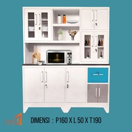 Constante Lemari Rak Dapur dengan Lampu LED Besi Minimalis | Kitchen Cabinet | Kitchen Set | Lemari