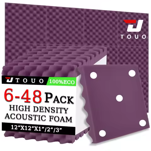 TOUO Egg Crate Acoustic Foam Panels for Streaming Room Office 12"x12"x1/2/3" Sound Control Wall Setu