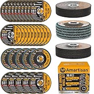 AMARTISAN 30-Pack Angle Grinder Wheels & Flap Discs 4-1/2" Inches - 20 Pack 4.5"x1/4"x7/8" Cut off W