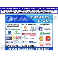 MCV GCash In & Out, Bills Payment, Bank Transfer, E-Loading 4 in 1 Tarpaulin Signage Size 24x18 inc