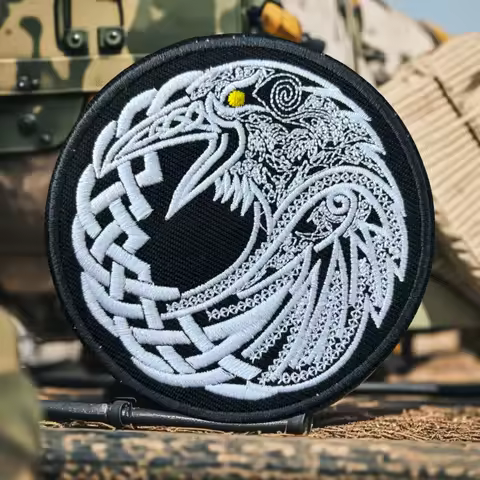 Viking Morale Tactical Patch Scandinavian Symbol Raven Embroidery Hook&Loop Emblem Military Badge Ar