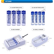 Doublepow Rechargeable 4pcs Battery AA 1200mAh /AAA 900mAh / Charger
