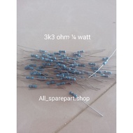 Resistor 3k3 1/4 watt 10 pcs