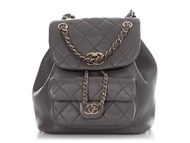 Chanel Gray Quilted Lambskin Mini Duma Backpack Pale Gold Hardware, 2022