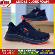 ┅Adidas cloudfoam 41-45 black orange men unisex women shoes sneakers kasut lelaki wanita murah joggi