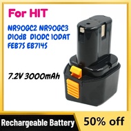7.2V 3000mAh Battery for HIT NR90GC2 NR90GC3 D10dB  D10DC 10DAT FEB7S EB714S NiMH NiCd Hand Drill Ba