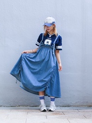 藍色 吊帶 款薄牛仔長裙 半身裙