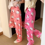 Cartoon Cat Pajama Pants - Women's Loose Fit Casual Loungewear