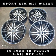 Sport Rim 16 INCH MLJ WREST 4H PCD100 5.5JJ OFFSET +47/Used Japan Sport Rim/Second Sport Rim/Wheel/Wheels