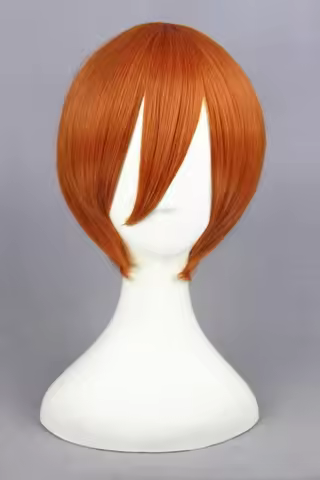 High Quality 35cm Short Orange Bobo Wig Love Live Anime Synthetic Hoshizora Rin Wig Cosplay Hear Res