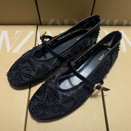 ZARA2025 new womens shoes Spanish embroidery fashion low-top embroidery fashion versatile mesh singl