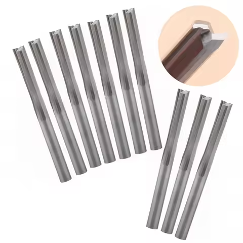 10Pcs 3.175/4/5/6/8mm AAA Two Flutes Straight Slot Milling Cutter CNC Two Dimension Router Bit Wood 
