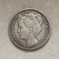 Koin Perak Belanda Netherland 1/2 Gulden 1898 Wilhelmina Silver