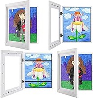 4Pack Kids Art Frames White, 10x12.5 Kids Artwork Frame Changeable Front Opening Displays Frame for Wall, 8.5x11 with Mat, Kid Drawing Frame Storage Holder for 3D Picture, School Crafts, Hanging Art