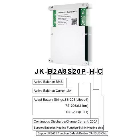 Jikong JK Smart BMS 200A 300A with Active Balancer B2A8S20P Bluetooth HEAT CAN Communication for LiF