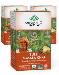 Tulsi Masala Chai Herbal Tea - Holy Basil, Stress Relieving & Enlivening, Immune Support, Vegan, USD