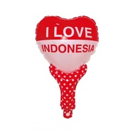 Balon Pentungan Bentuk Love Bertulisan I Love Indonesia Warna Merah Putih Hari Kemerdekaan