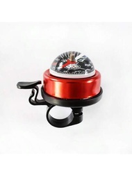 1只紅色指南針單車鈴,帶指南針的自行車鈴,山地車把手號角,鋁質自行車警報喇叭,適合把手直徑21-23mm。