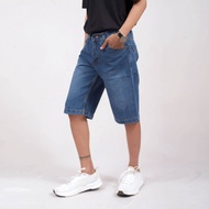 Yj Jeans Celana Pendek Pria Jeans Kancing Warna Dark Blue