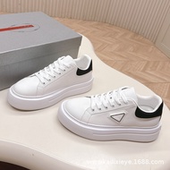 2025 Elevated Thick Sole Women's White Leather Shoes