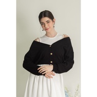 Lzzie Noraz Ribbon Cardigan - Black and Beige