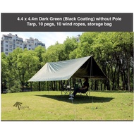 WOYEAH 6x4.4 or 4.4x4.4 Meter UPF 50+ Big anti-UV Black Coating Camping Tarp Flysheet Shelter Canopy