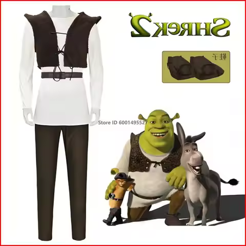 Shrek Costume For Men, Shirt, Vest, Pants, Full Set, Halloween Outfit 0QV69X