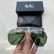 HIJAU Rayban men's aviator glasses, gold frame, green glass, size 62