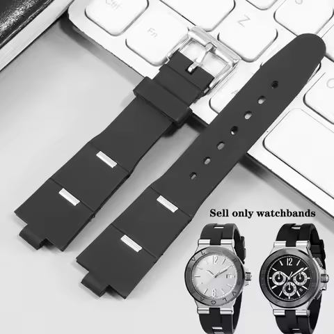 Rubber silicone strap for Bvlgari Watch Strap with notch 22x8 24x8mm DP42C14SVDGMT men's and women's