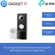 TP-Link Tapo D235 2K 5MP Smart Video Doorbell – Battery/Wired, Full-Color Night Vision