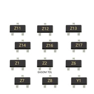100pcs SMD BZX84C4v7 BZX84C5v1 Screen Printing Z1/Z2 Package SOT-23 Transistor 4.7v 5.1v BZX84C7v5 B