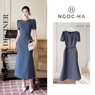 NGOC HA DESIGN Donia Women's Office Dress Elegant Cut Out Long Hem Fishtail Dress D984