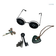 【CH】 4 Pieces Button Eyes Glasses Insect Hairclip Merchandise Necklace for Party