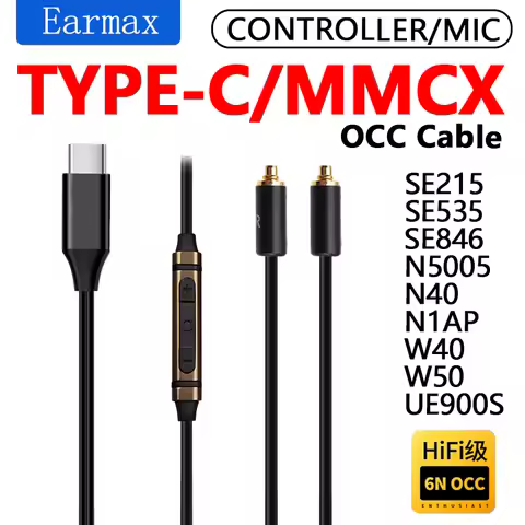 For AKG SONY SE215 N5005 N40 N1AP W50 UE900S Replaceable Earphones TYPEC to MMCX High Purity Single 