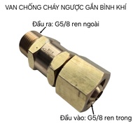 Anti-backfire valve mounted on gas tank with thread G5/8_One-way valve with internal thread G5/8 and