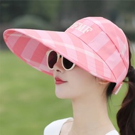 Summer Sun Hat Adjustable Big Heads Wide Brim Cap Ladies Girl Holiday UV Protection Sun Hat Beach Packable Visor Hat