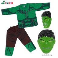 Liasonson Suits Kids superhero hulk Costume bonus Mask size 2-7 Years