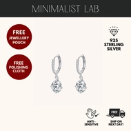MINIMALIST LAB Sterling Silver Vivre Solitaire Diamond Drop Earrings | Anting Juntai Berlian Solitai