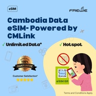 Unlimited Cambodia eSIM 500MB/1GB/2GB Daily for 3-10 Days Data Roaming | QR Code via Email - By CMLi