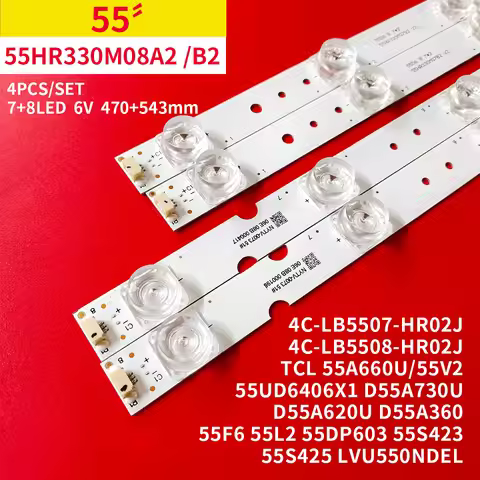 4Pcs/1set LED Backlight Strip for TCL 55" TV 4C-LB5507-HR02J 4C-LB5508-HR02J 55HR330M08A2/B2 55UD640