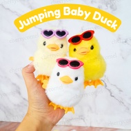 Wind Up Jumping Cute Baby Duckling with Sunglasses Baby Chick Duck Toy Chicken Hopping Toys Walking 