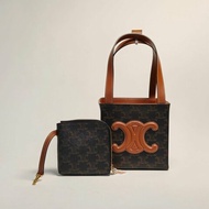 CELINE 老花PVC秀款凱旋門方盒子立方體手提包肩背包