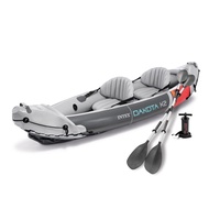 Intex Dakota K2 2 Person Inflatable Vinyl Kayak and Accessory Kit with 86 Inch Oars, Air Pump, and C