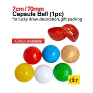 70mm 7cm Solid Color Empty Capsules Ball Plastic Lucky Draw Ball Gacha Gashapon Ball for Party Games