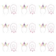 Glitter Rainbow Flower Crown Headband Girls Birthday Crown Necklace for Kids Birthday Party Supplies