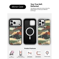 Patchwork Hills Case Black&Sliver Mirror Magnetic Suction IPhone Case For IPhone 17 Air 16 15 14 13 